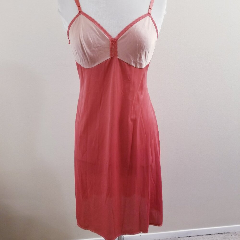 60s/70s Vintage Two Tone Slip - Slip Dress - Medium